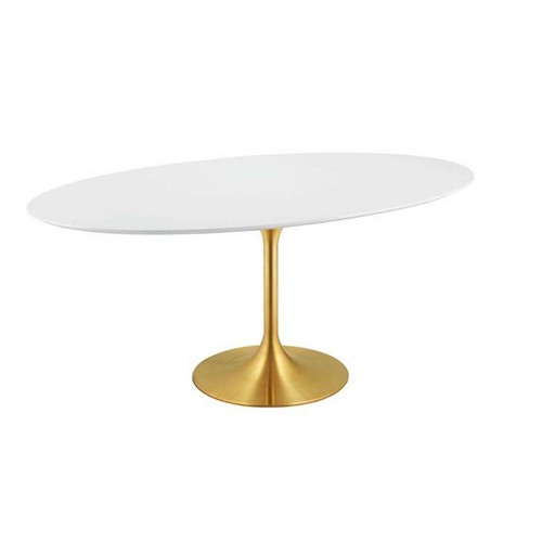 White oval lacquered wood - 78",